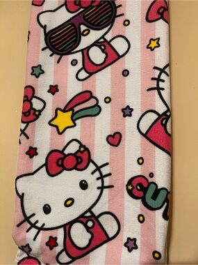 Hello Kitty Pink White Striped Kids beach towel